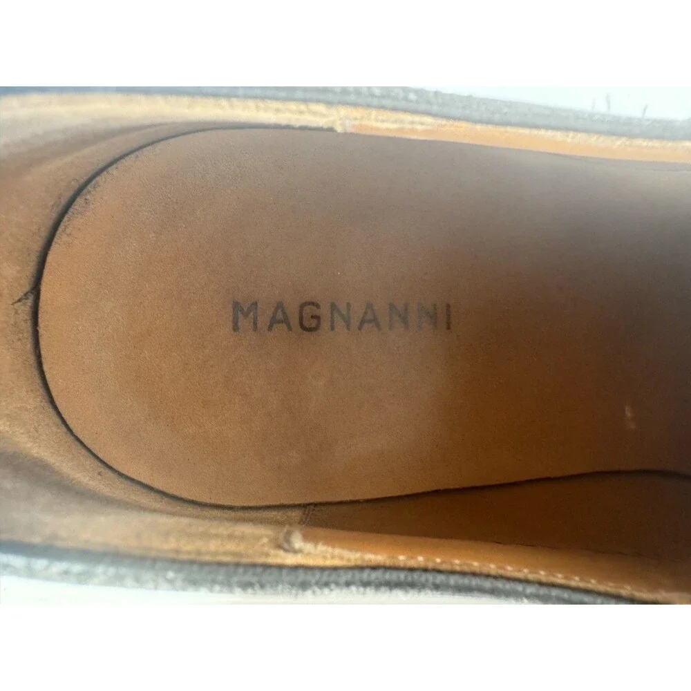 Magnanni Black Leather Men's Square Toe Oxford Dress Shoes SZ 10.5 13273